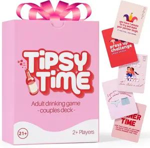 Fofeadm Tipsy Time Couples Games for Adults, Drinking Couples Card Game, 75 Fun Dares & Questions, Perfect for Date Night, Anniversary & Valentine's Day Gifts, Ages 21+