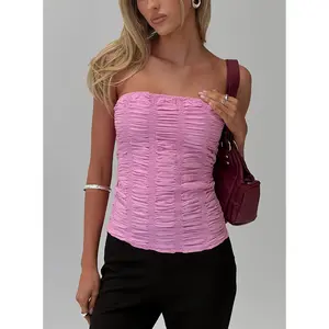 Star Quality Strapless Ruched Top Pink
