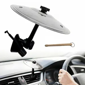 Car Cymbal Air Vent Kit with Drum Stick – Mini Crash Cymbal for Car, Fun Car Accessories for Drummers & Rock Music Lovers, Easy Clip Dashboard Mount (Silver 5.5")