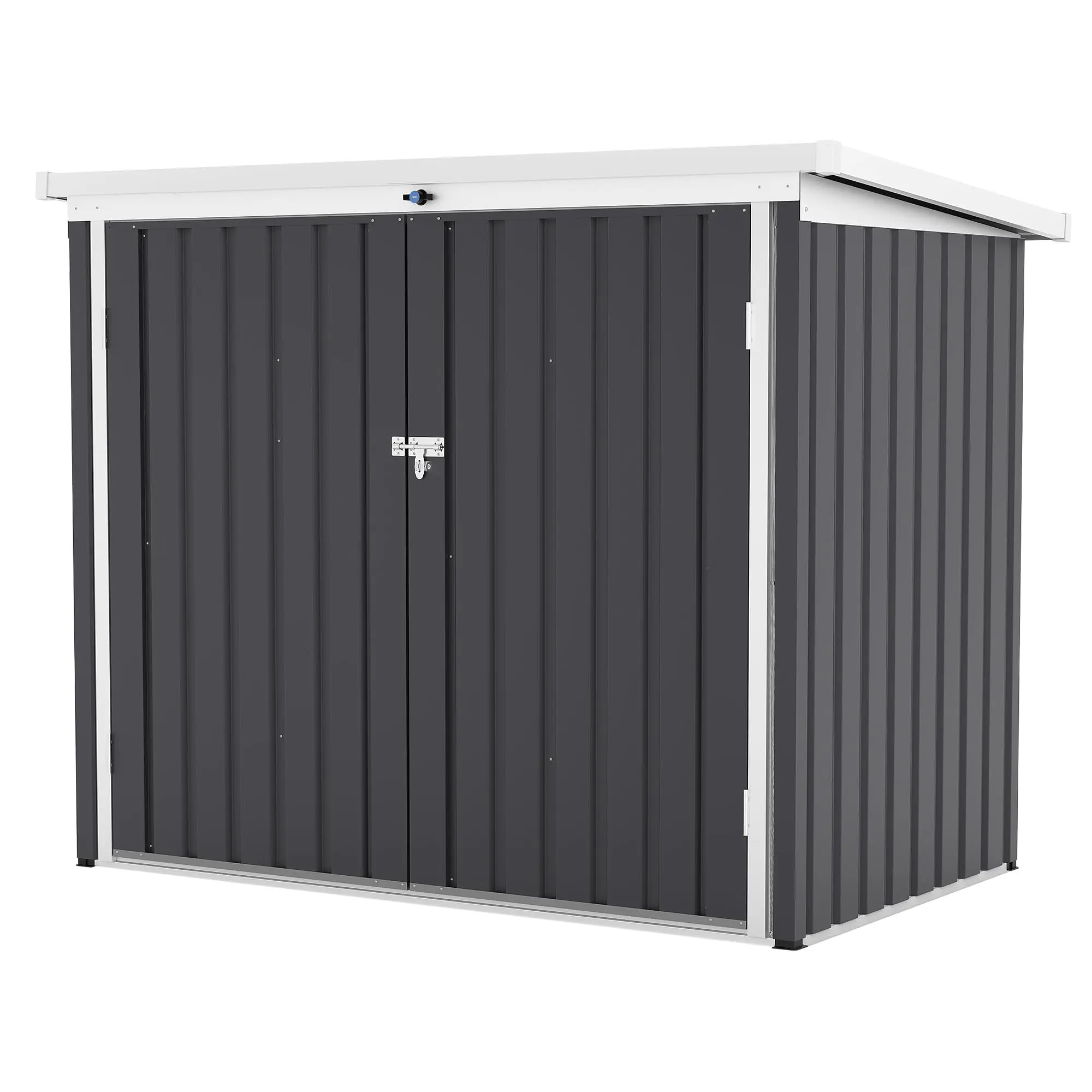 GAOMON Outdoor Trash Can Storage Cabinet - Galvanized Steel Tool Enclosure with Lock Latch, Sloped Roof, Touchless Design for Backyard Household Use, Easy Installation with Visual Guide, Grey, Trashcan