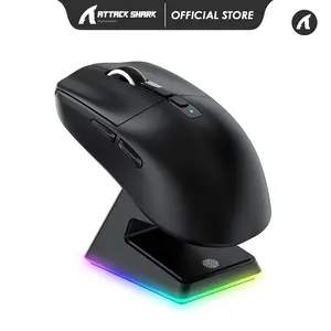 ATTACK SHARK X6 49g Superlight Wireless Gaming Mouse with Magnetic RGB Charging Base, Ultralight Mice PixArt PAW3395 Sensor, 26000DPI, BT/2.4G Wireless/Wired mouse, 200Hrs Battery for Win/Mac PC GEAR