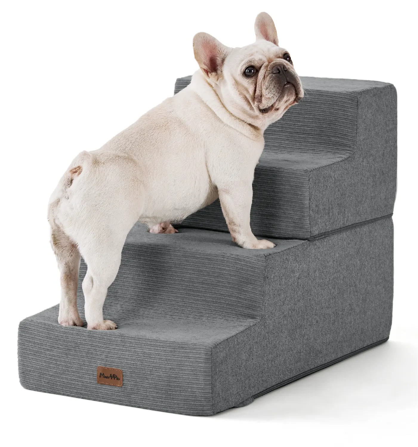 MADE 4 PETS Extra Wide Design 4-Step Dog Stairs - 35D Foam, Non-Slip Bottom, Soft 35D Landing, Provides Cushioning, Safe - for Small Dogs/Cats Up to 40lbs, Home Use for High Beds/Couches, Comfortable
