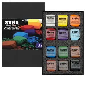 Soho Urban Artist Soft Pastel Blocks - Professional Velvety Colors for Drawing & Layering - Set of 12
