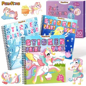 PERRYHOME Princess Sticker Activity Books for Girls 4-8 - 3 Pack Unicorn, Mermaid & Frozen Magic Sticker by Number Kit, Kids Crafts Party Favors, Birthday Christmas Gifts Toys
