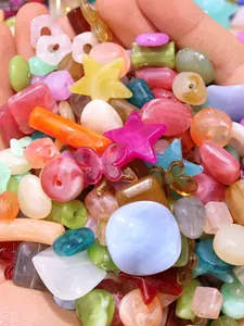 Vintage Acrylic Bead Set, Multi-Color Options, Creative DIY Jewelry Making, Handmade Bracelet Design, Perfect for Craft Accessories
