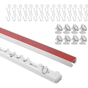 No Drill Self Adhesive 9.8FT Ceiling Mount Curtain Track Suitable for RV Trailer and Home Use