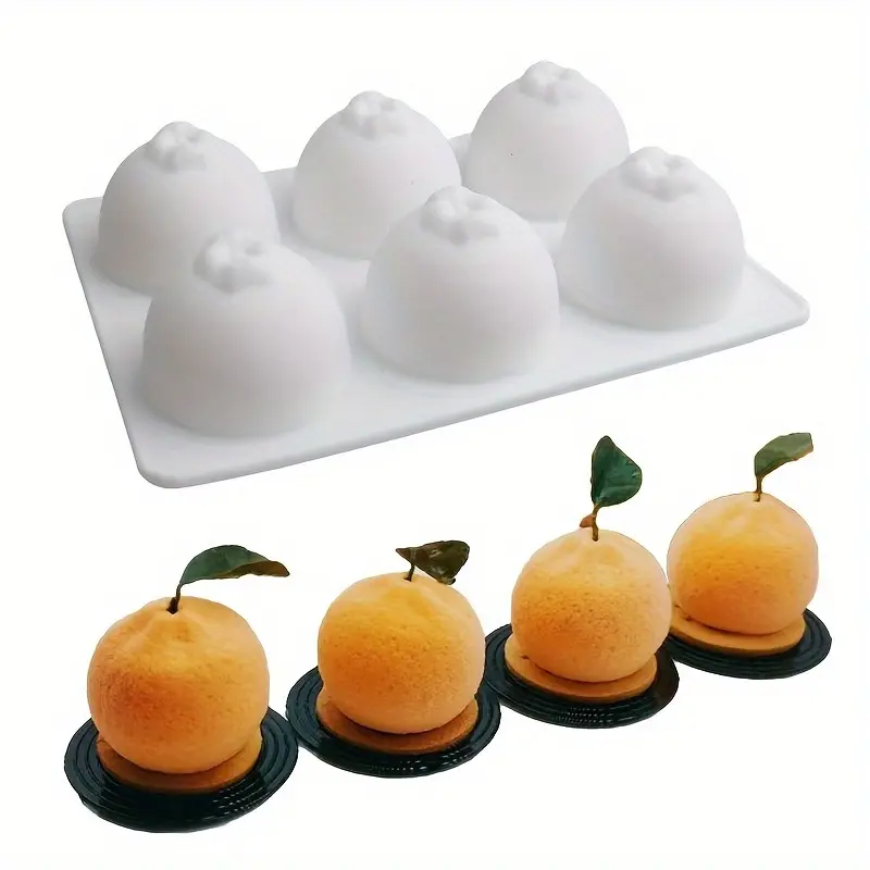 Silicone Baking Mold for Mousse and Chocolate, 3D Orange Design with Leaf Accents, Non-Stick, Reusable, Easy Release, Multi-Use Dessert Mold for Pastries and Cakes, Nonstick Baking Mold, Shaped Silicone Molds, Bakeware, Baking Supplies