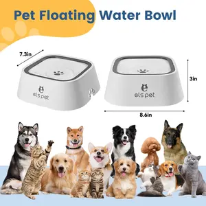 ELS PET AntiSpill Dog Cat Water Bowl MessFree Slow Drinking Design with Floating Disk SplashGuard,Detachable EasyClean BPAFree NonSlip Pet Bowl for Indoor UseNo Splash Slobber Stopper,Spill Resistant Water Feeder for Small Medium Large DogsTravel Friendly