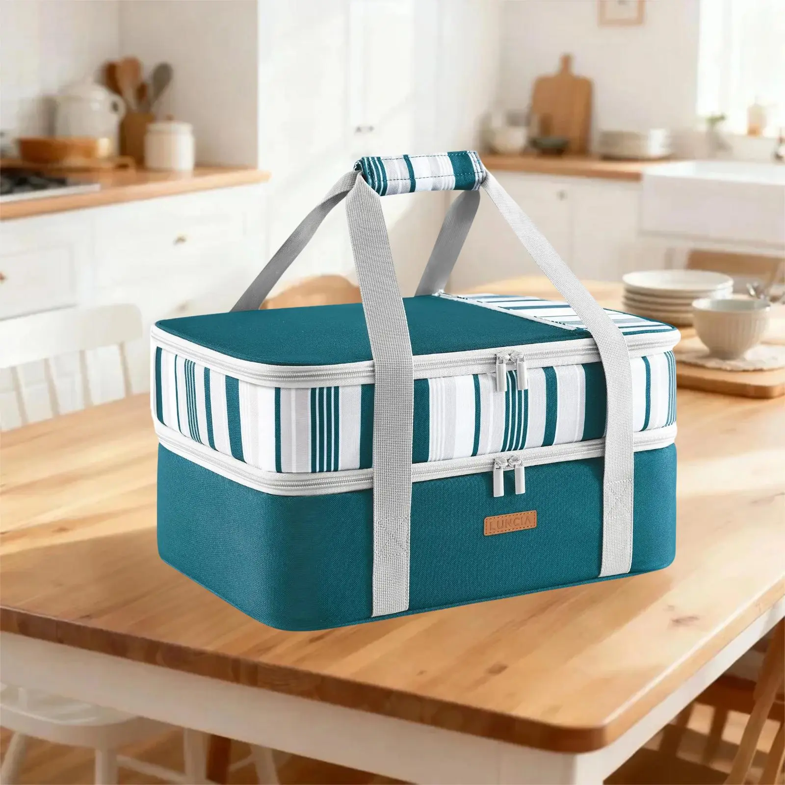 Lifewit Insulated Casserole Carrier Hot Cold Food Carrier with Lid & Carrying Case for Potluck Picnic Cookouts Black