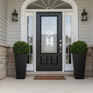 GreenShip 27 inch Tall Planters for Outdoor Plants, Large Flower Pots with Drainage & Inner Shelf, Modern Decorative Garden Pots for Porch, Patio, Front Door