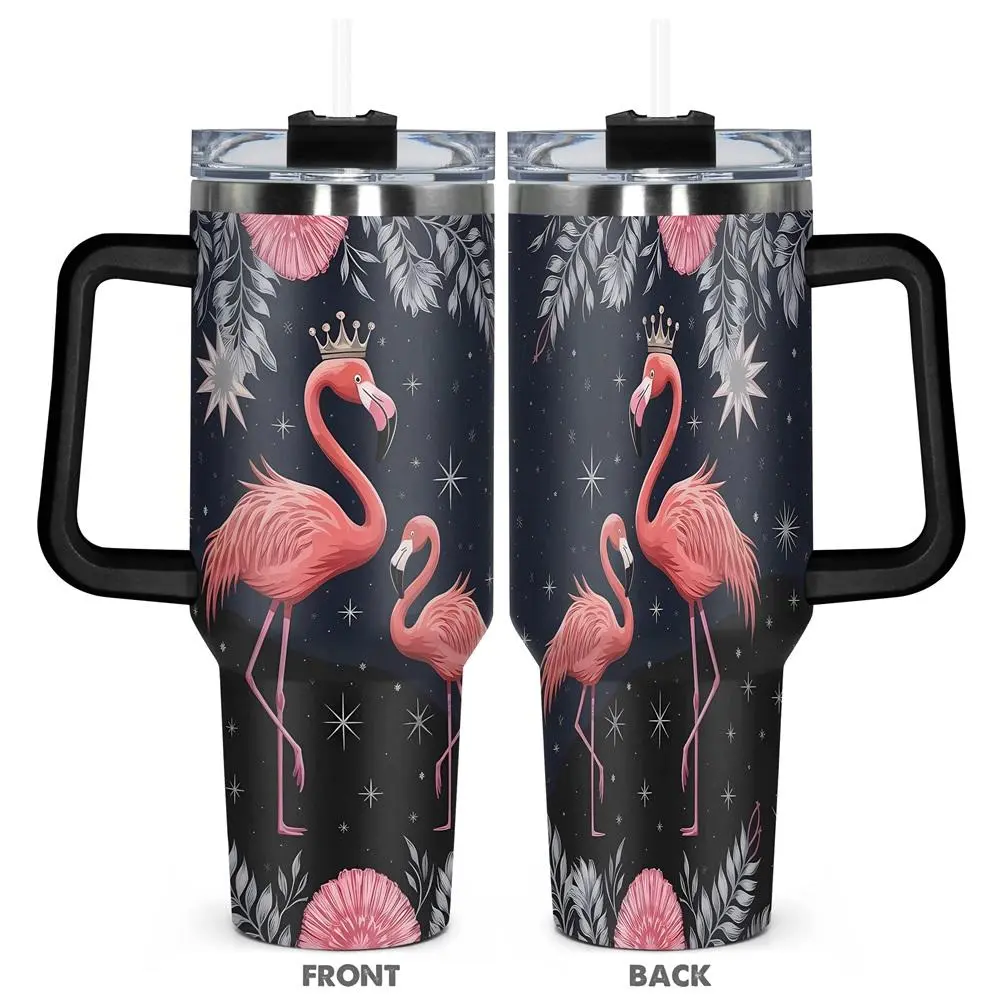 Flamingo Pattern Tumbler, 40oz Insulated Tumbler with Lid, Durable Drinking Cup for Home Office School, Gift for Any Occasion, Drinkware