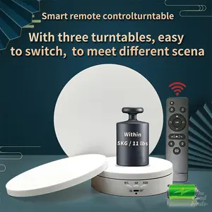 3 in 1 Electric 360 Degree Shooting Turntable with 3 Display Plates, Adjustable Speed and Angle Display Stand for Photography and Live Product Shows