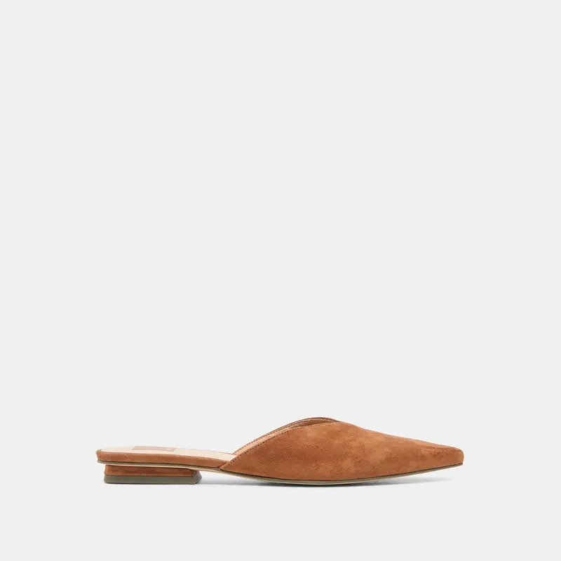 Dolce Vita Women's Brown Suede Flat Mules, Elm Style Casual Slip-On Shoes