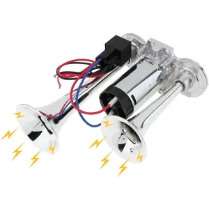 12V Air Horn for Truck, Dual Trumpets Super Loud Electric Car Air Horn Kit with Compressor for Cars Trucks Lorry Trains Boats