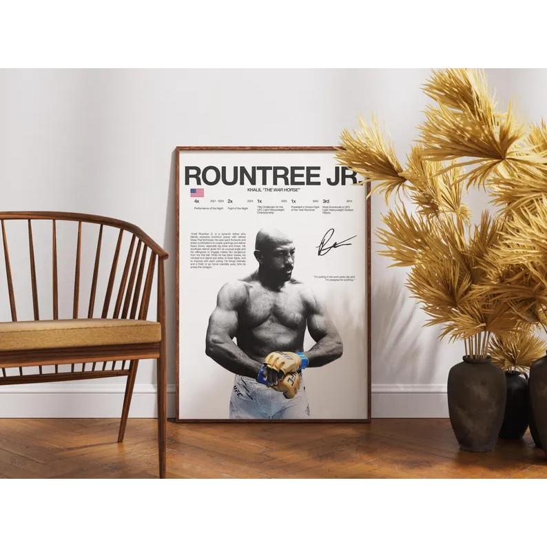 Khalil Rountree Jr Poster, UFC Wall Print, MMA Digital Download, Fighter Poster, Gym Poster, UFC Fan Room Decor, Gift for Him, ufc Champion