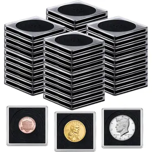 40 Pcs Adjustable Acrylic Coin Holder, Coin Collection Cases with Sponges, Coin Snap Holder, Silver Dollar Protection Cases for Collectors, Coin Dollar Collection Supplies(20mm-40mm)