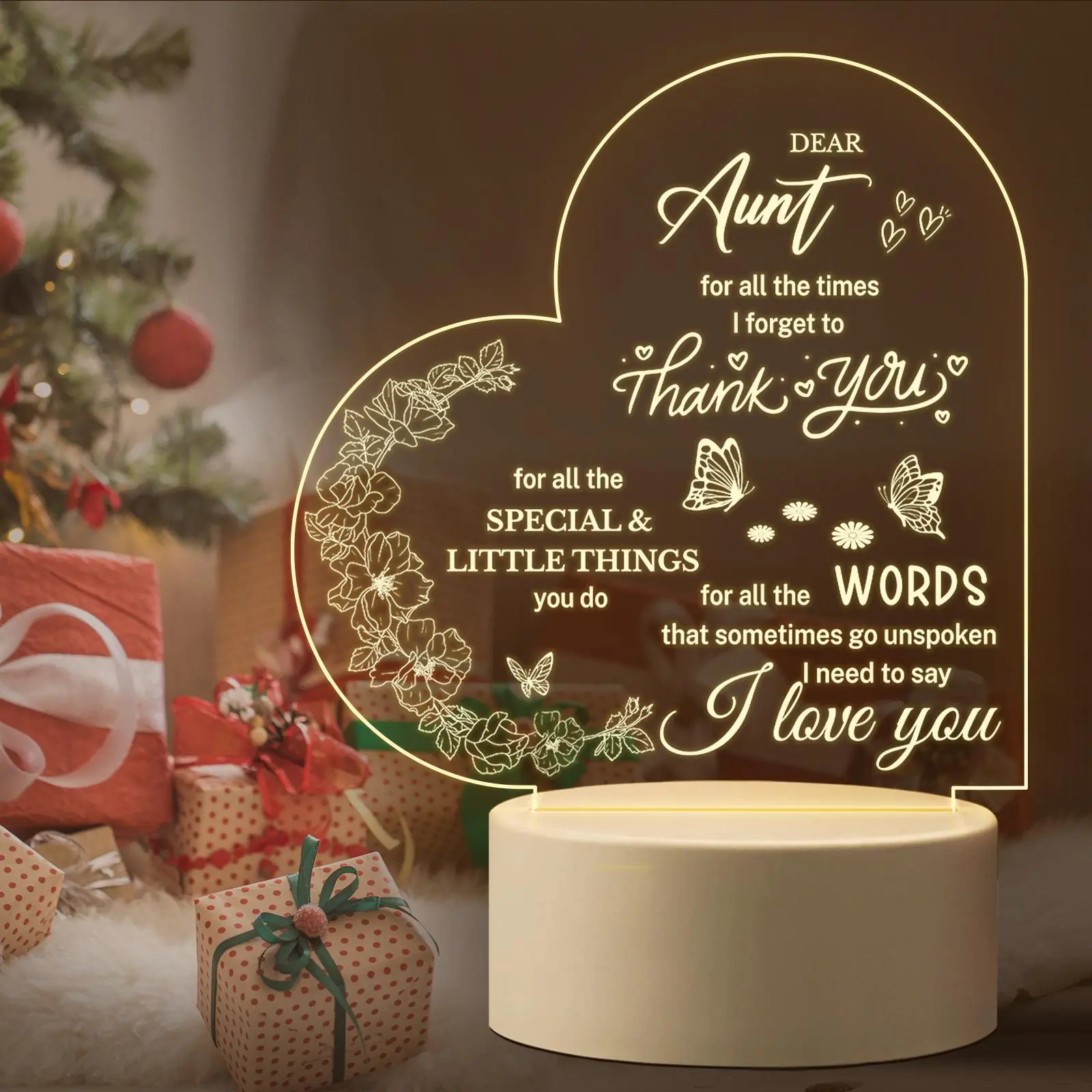 Letter Pattern Night Light, 1 Count USB Plug-in Acrylic Desktop Lamp, Decorative Night Light for Home Bedroom Living Room, Gift for Aunt