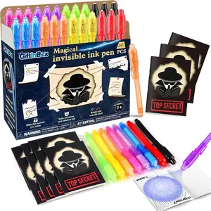 Invisible Ink Pens with UV light for Kids, Spy Pen Party Favors for Kids 4-12, 24Pack Invisible Ink Pen and Notebook, Magic Marker for Secret Message Birthday Party Favors