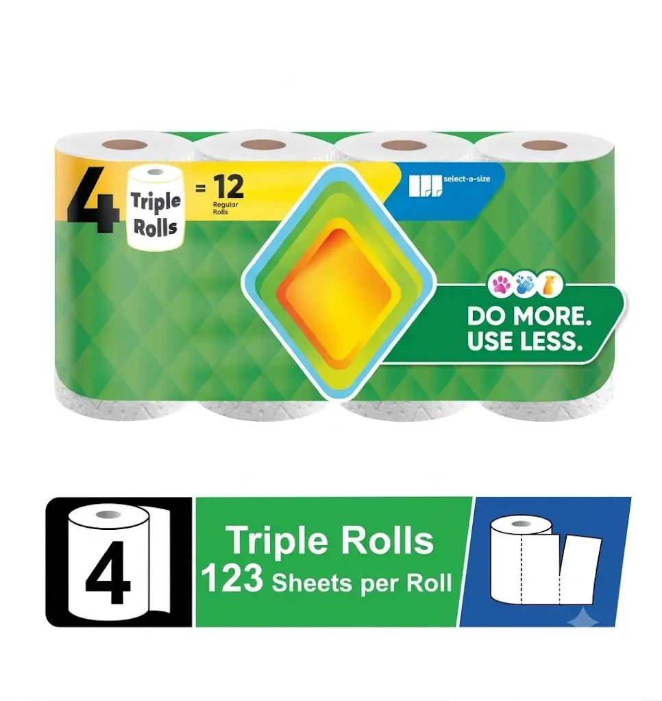 Triple Rolls 4-Pack 123 Sheets per Roll Do More Use Less Eco-Friendly Toilet Paper