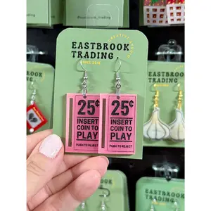Glow in the dark coin slot arcade earrings
