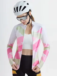 New Women's Fleece Lined Cycling Jersey, Long Sleeve Design, Suitable for Sports and Outdoor Activities, Warm Durable Comfort Fit