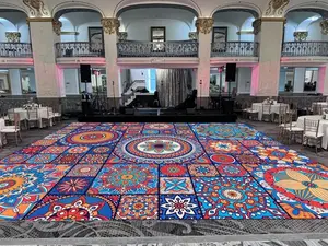 Mandala Sangeet Indian Dance Floor Wrap Full-Color Print Striking Design for Sangeet Ceremonies Mehndi Parties Traditional South Asian Weddings Removable Gloss Vinyl Decal