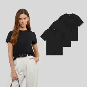 Cuts | Almost Friday Tee Women's Classic Fit T-Shirt 3-Pack | Crew Neck Polyester Cotton Blend | Wrinkle Resistant Anti-Pilling Everyday Tee - Black