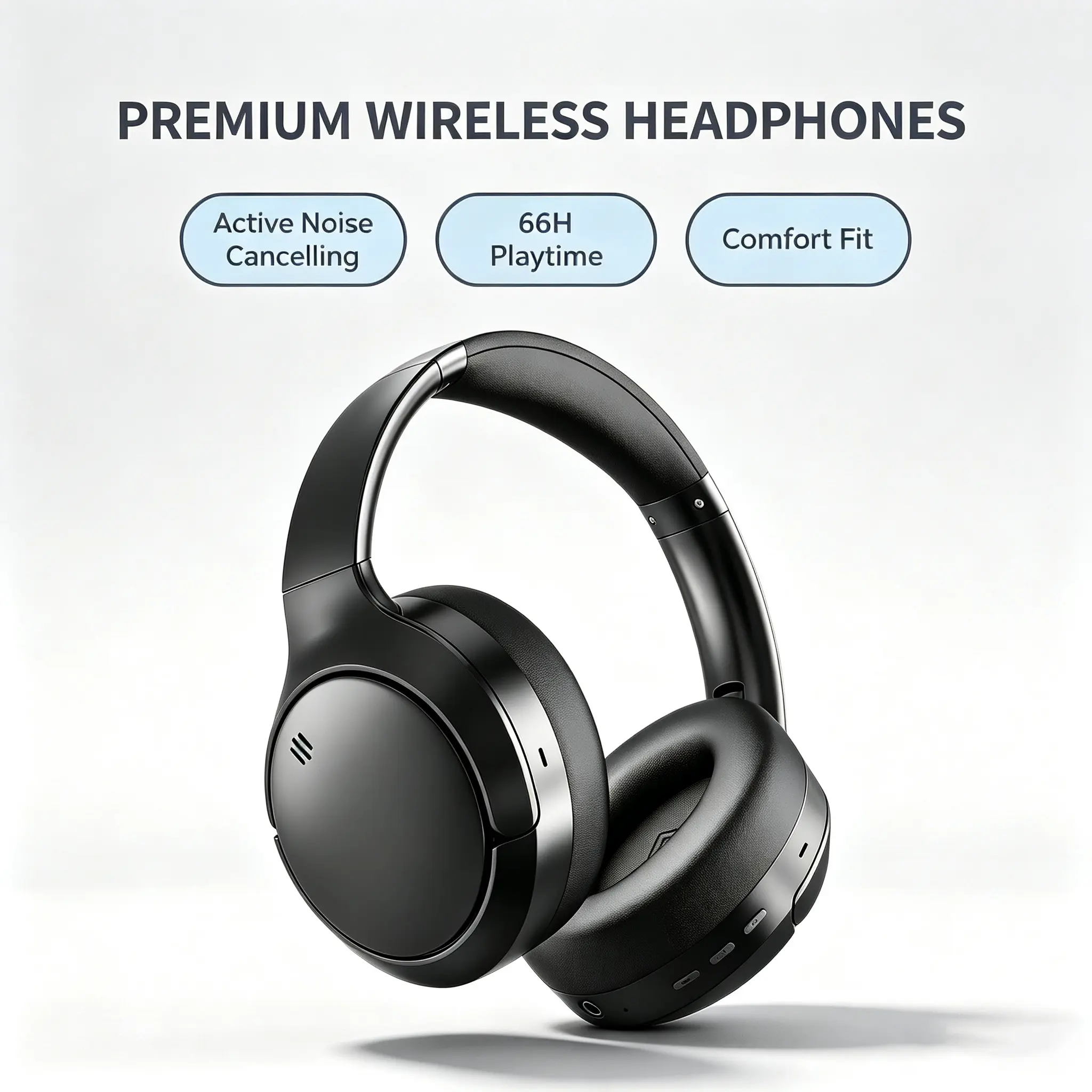 RYOAS Bluetooth Headset, Over-Ear Design, Active Noise Cancellation, Seamless Connection with Multiple Devices, 750mAh Battery with up to 66 hours of Playtime, Bluetooth 6.0, 2.4GHz Wireless Connectivity, Dual Mode: Wired + Wireless