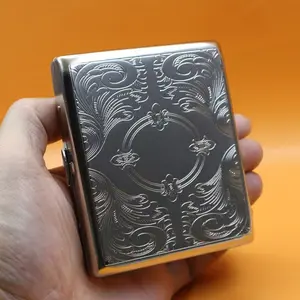 Cigarette Case (1 Pack), Cigarette Holder Case, Smoking Accessories, Vintage Metal 20 Capacity for Regular, King and 100's Size