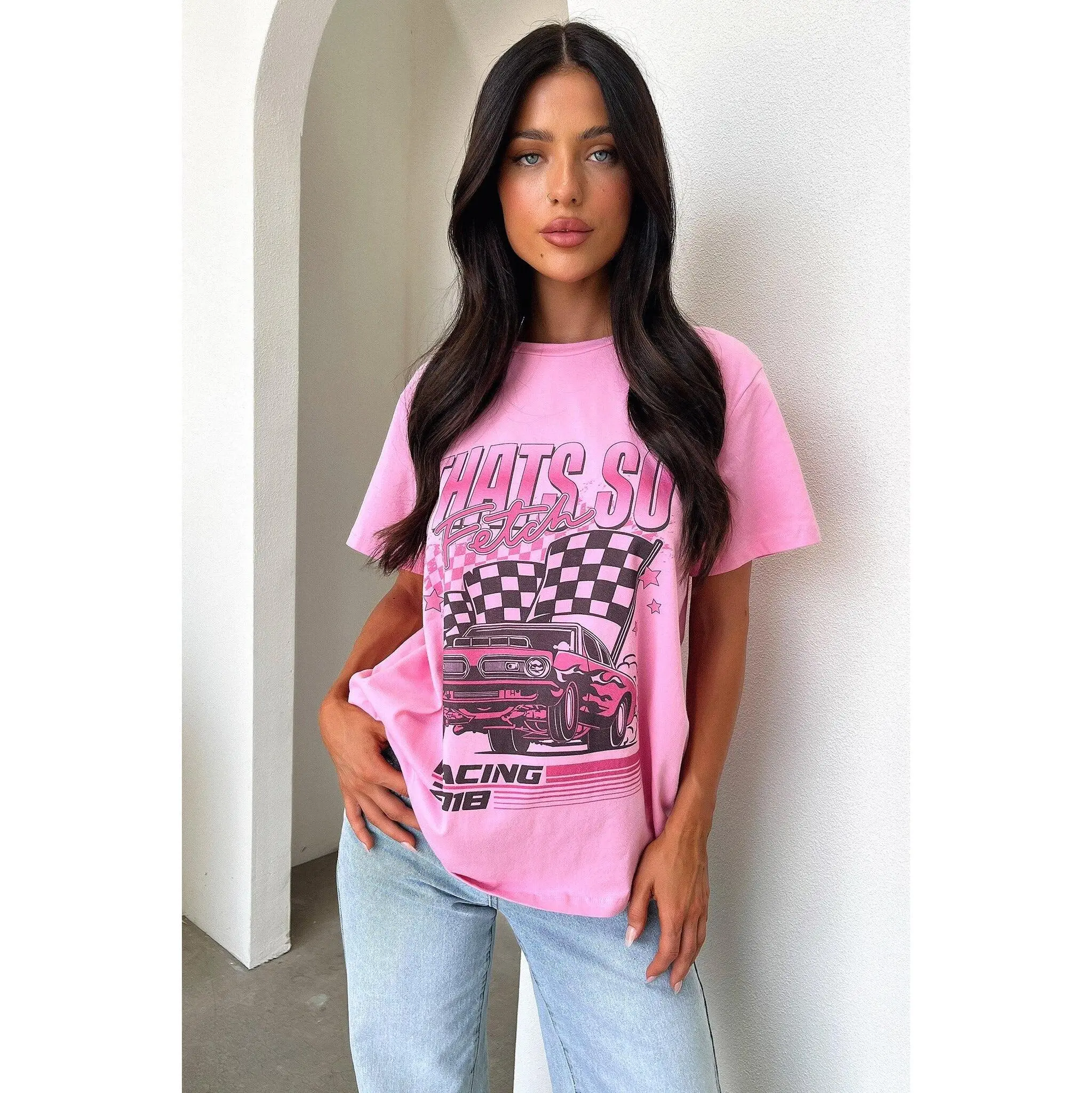 Pitstop Oversized Tee - Pink