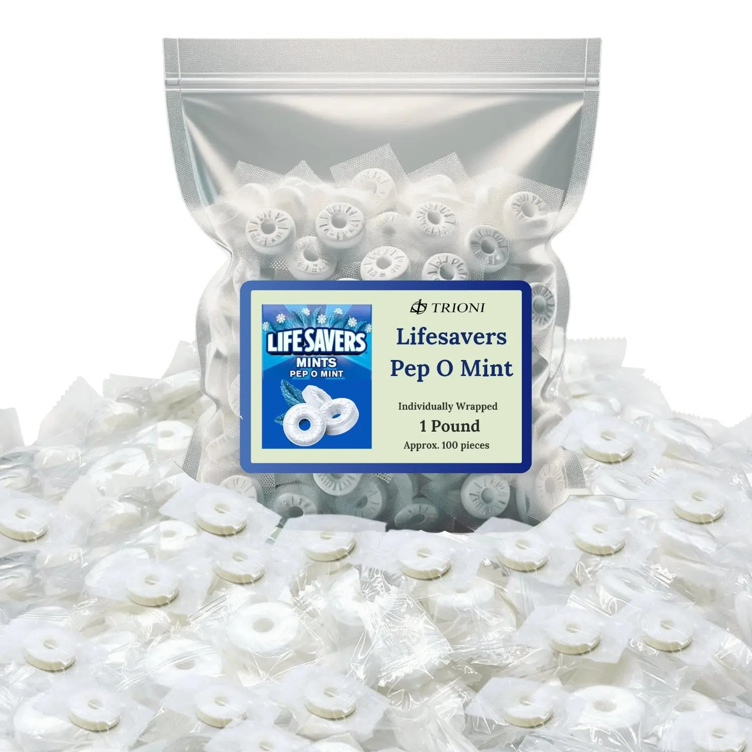 Life Savers Pep O Mint -Lifesavers Peppermint Individually Wrapped Hard Candy - 1, 2 & 5LB