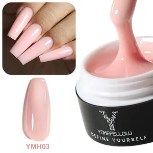 YOKEFELLOW Builder Nail Gel YMH03 15g 0.5oz Peach Pink HEMA-free TPO-free Self Leveling Hard Gel Nail Extension Gel UV LED Lamp Cured for Healthy Nails Friendly for Beginners