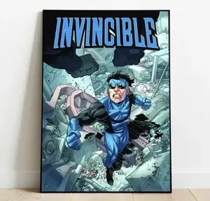 Invincible Heroic Action Poster Comic Fans Posters For Superhero Fans, DC Superhero Art Decor Gifts Decor Gifts Girly Fashion Art, Glam Wall Living Room Decor