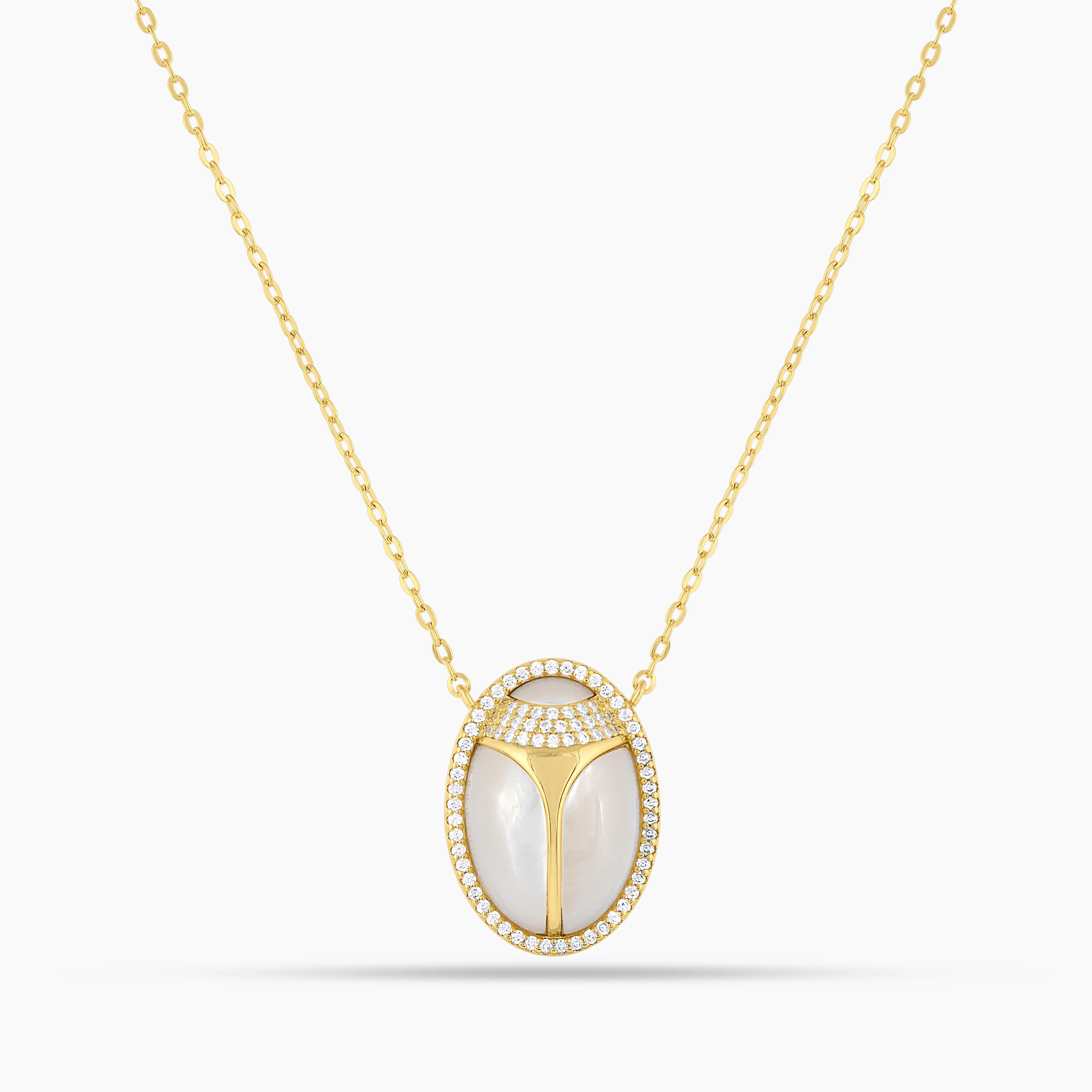 Elevated Scarab Mother of Pearl Necklace