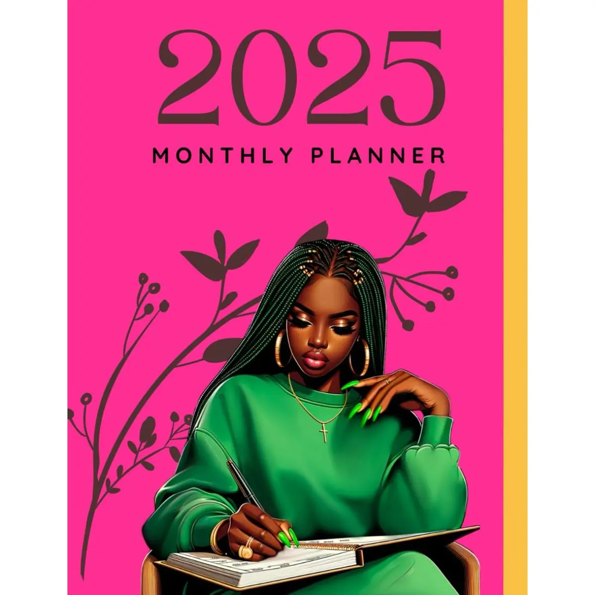 2025 Monthly Planner: 8.5" x 11", Thick Premium Paper, JAN - DEC 2025 Calendar, Contains Contacts List & Passwords, Vision Board, Monthly Budget, ... and Summary Pages 86 Pages, Pink in Color Paperback – October 4, 2024