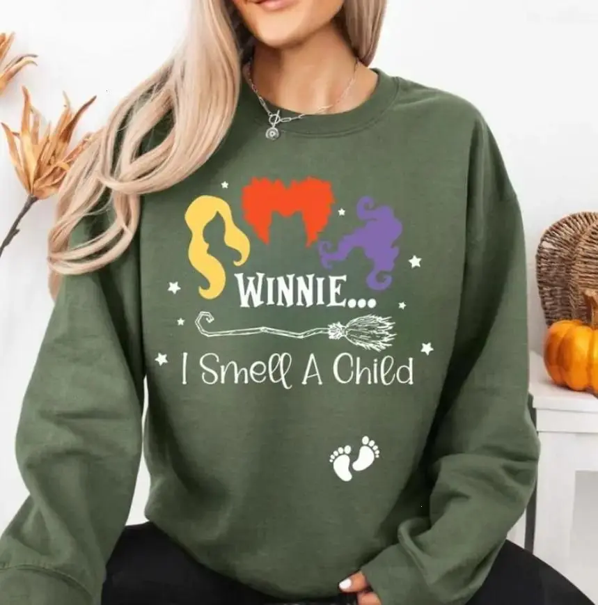 Winnie I Smell A Child Halloween Pregnancy T-Shirt, Sweatshirt, Hoodie – Funny Hocus Pocus Inspired Maternity Shirt with Baby Feet Print fOr Expecting Moms-Vannis Clothings