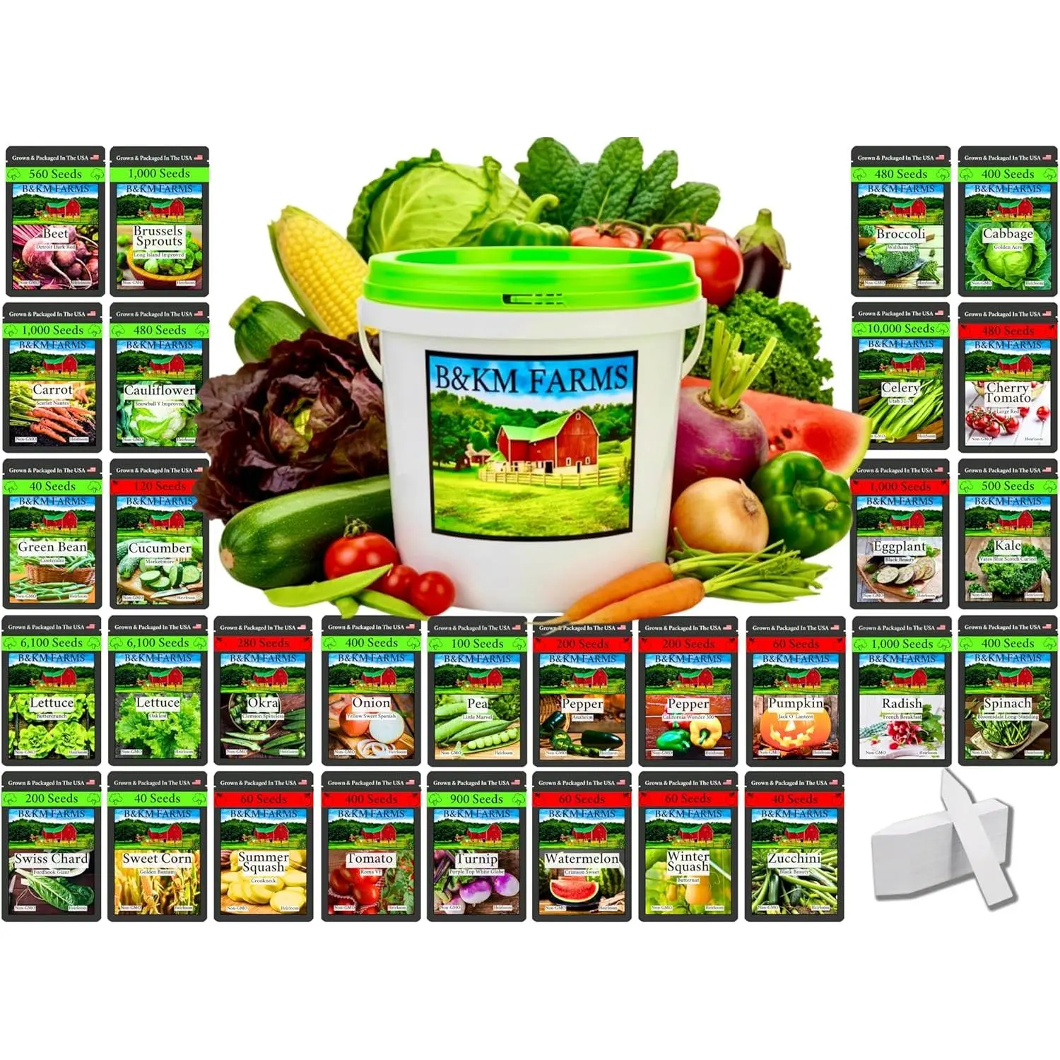 30,000+ Non-GMO Heirloom Seed Kit-30 Fruit & Vegetable Variety