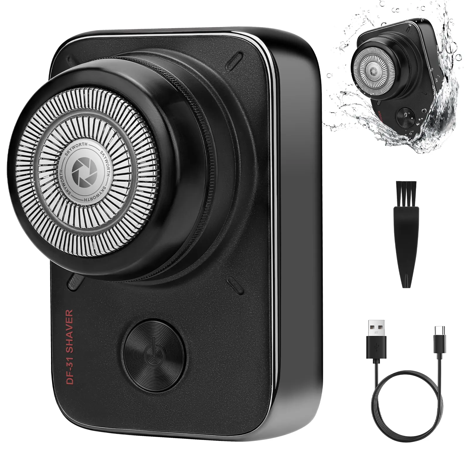 2026 NEW SKYWORTH Men's Electric Shaver Single Rotary Razor with Aluminum Alloy Body Long-Lasting Battery Portable Travel Shaver IPX7 Waterproof USB Fast ChargingHigh Efficiency & Quiet