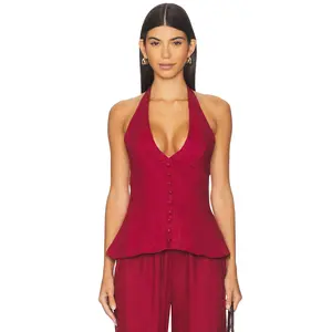 AEXAE x REVOLVE Halter Top in Burgundy