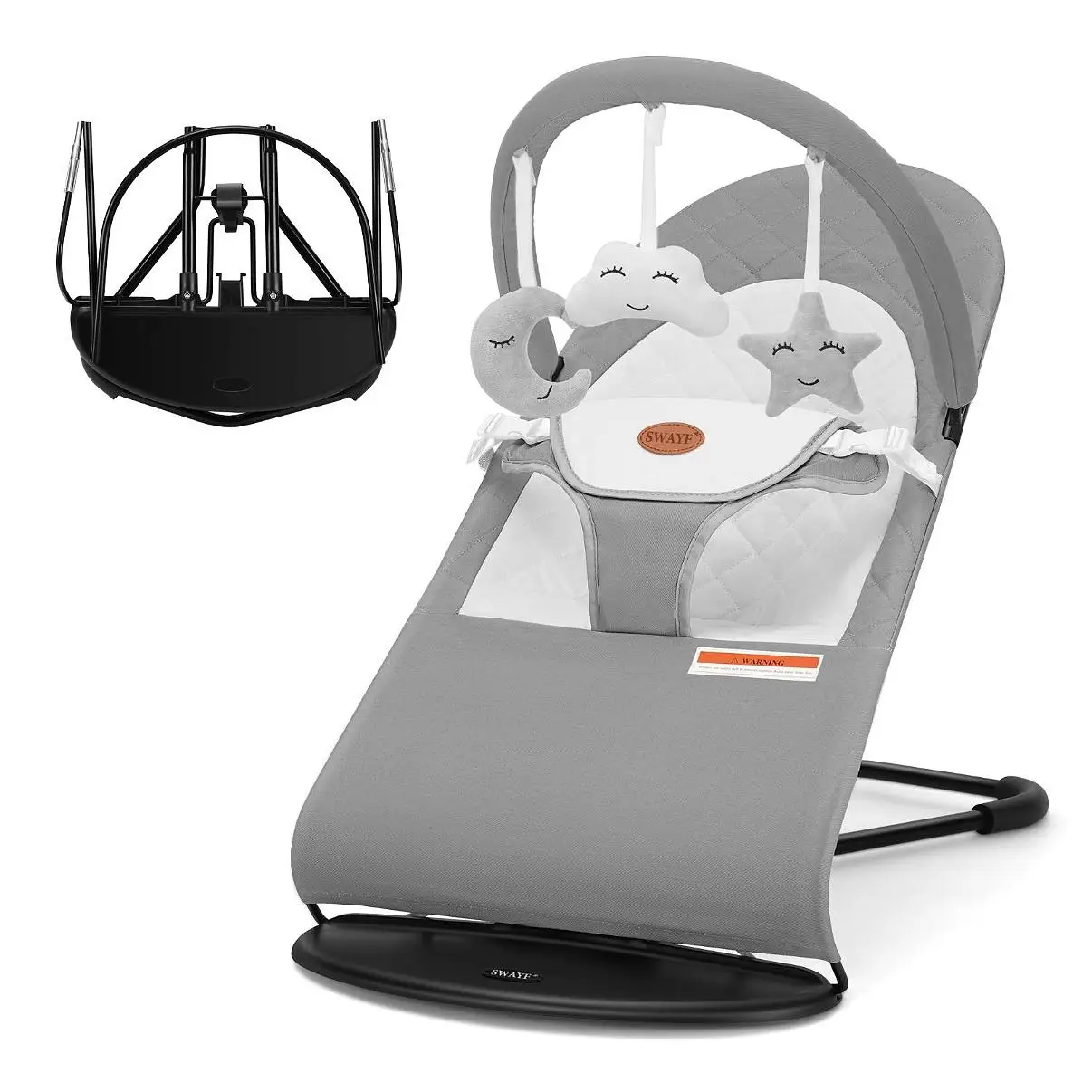 Baby Bouncer, Portable Baby Bouncer Seat for Baby 0-18 Months, 3 Modes for Bouncing or Stationary Use, Infant Chair Rocker with Removable Hanging Toys