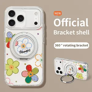 Transparent iPhone Case with 360° Fully Rotating Ring Holder - Shockproof, Anti-Drop, Anti-Yellowing Translucent Cover for Handheld Devices, Mobile Phone Accessory for iPhone 13/14/15/16/17 Pro/ProMax Models