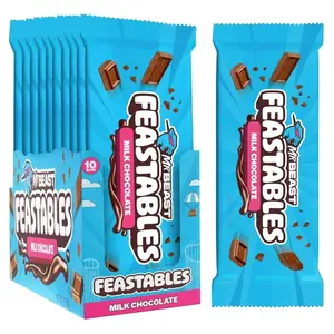 MrBeast Feastables Caramel Chocolate Bar, King Size, 10 Count, Smooth Caramel Filled Chocolate Candy, Fairtrade Cocoa, 2.1oz Each