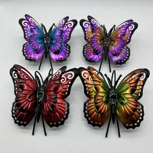 Metal Butterfly Garden Decor - Vibrant Red & Green Artistic Outdoor Decoration for Patio, Holiday & Seasonal Decor (Halloween, Valentine’s Day, Mother’s Day) - Durable Metal Design, Butterfly Decor, Patio Accent Piece, Intricate Wing Patterns