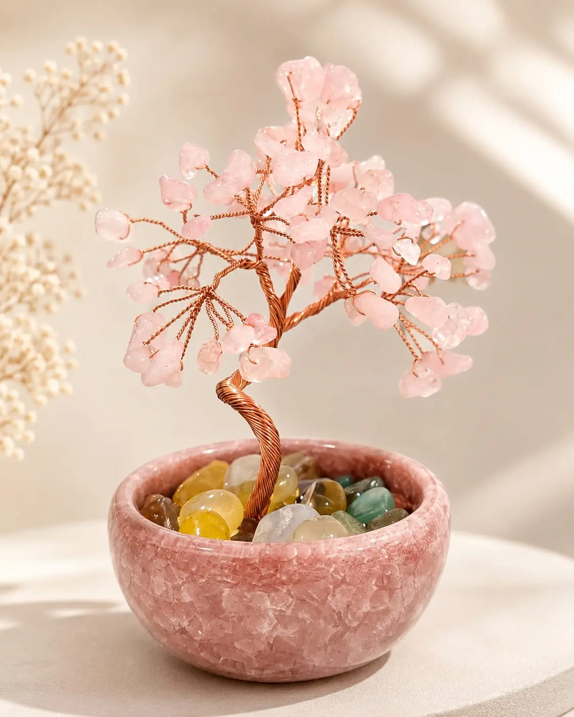 Glam Natural Gemstones and Crystals Tree - Unique Design Home Decor, Decorative Stones Artificial Display Piece for Home Supplies