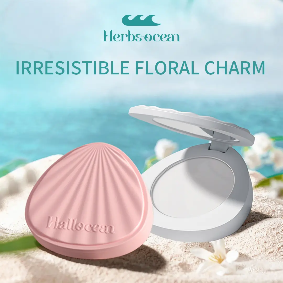 Herbsocean Solid Perfume Balm, Long-Lasting Creamy Milk Scent, Compact Shell Design for Purse, Perfect Gift for Her