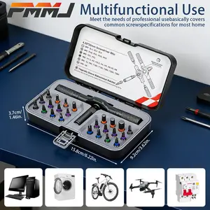 PMMJ 25+1pc Magnetic Ratchet Screwdriver Repair Kit, Multi-Bit Set with Detachable T-Handle, Comes with Portable Storage Case. Precision hand tools for electronics repair, bike maintenance and furniture assembly.