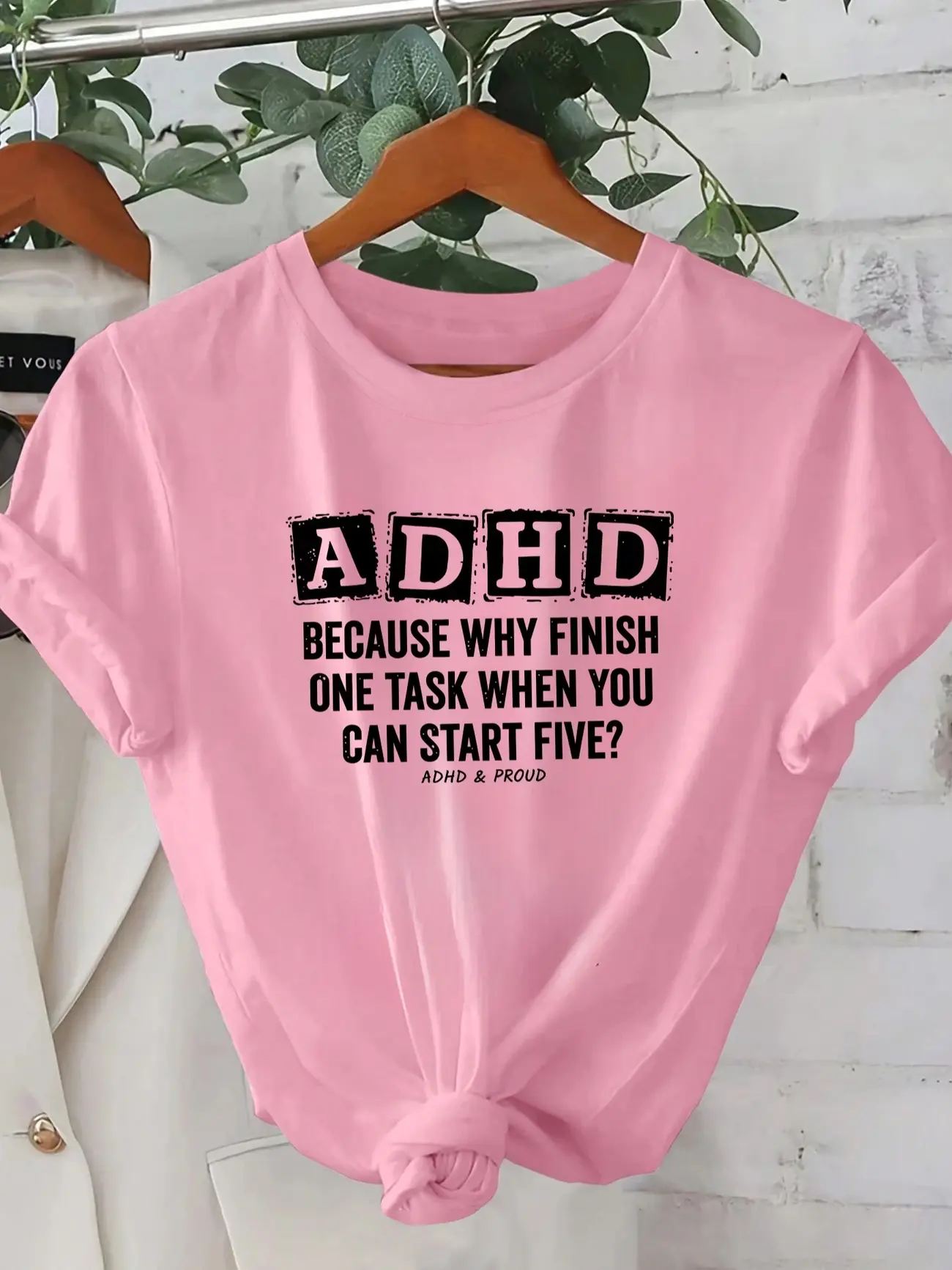 Funny Graphic T-Shirt Because Why Finish One Task When You Can Start Five Distressed Box Print Casual Cotton Tee Trendy Streetwear
