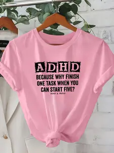 Funny Graphic T-Shirt Because Why Finish One Task When You Can Start Five Distressed Box Print Casual Cotton Tee Trendy Streetwear