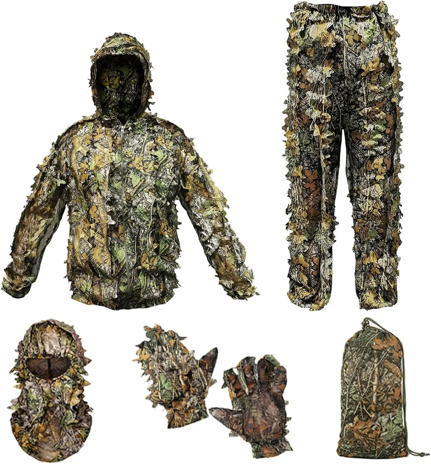 Vivid leaf-pattern Halloween cosplay suit - Lightweight, breathable, hooded outdoor outfit.