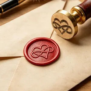 Thick Brass Wax Seal Stamp Head with Heart Pattern, Ideal for Parties, Wedding Invitations, Gift Wrapping, Journal Making, Collectibles